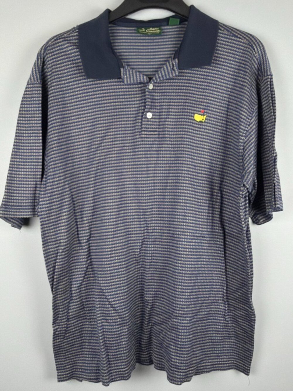 Amen Corner Augusta National Masters Golf Shirt Mens XL Blue Geometric Vtg Polo